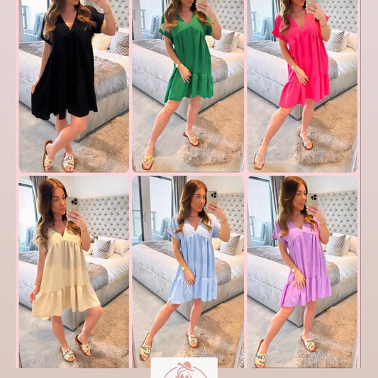 V Neck Smock dresses